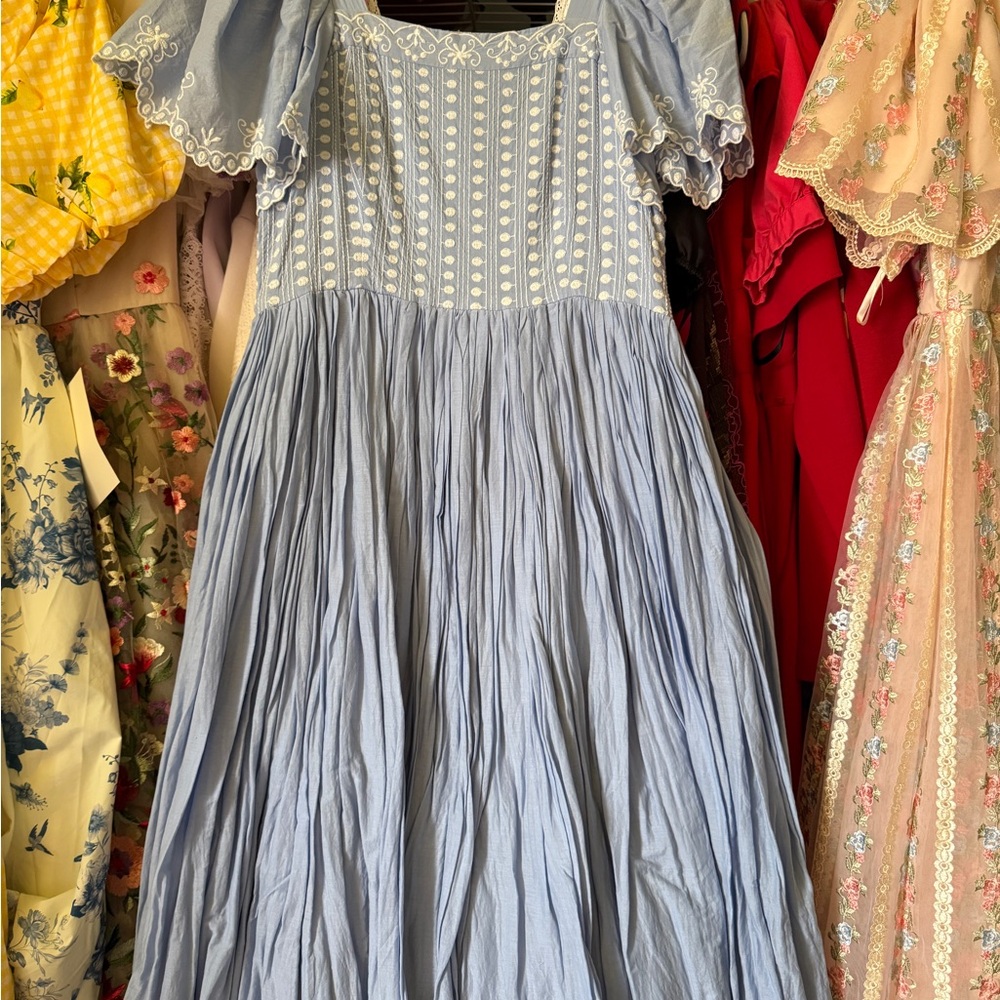 JessaKae Light Blue Embroidered Dress